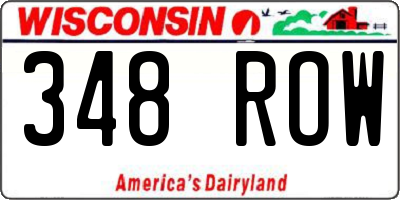 WI license plate 348ROW