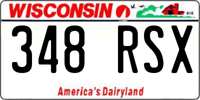WI license plate 348RSX