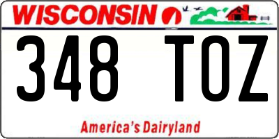 WI license plate 348TOZ