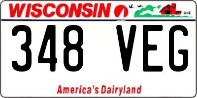 WI license plate 348VEG
