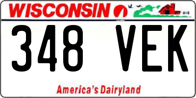 WI license plate 348VEK