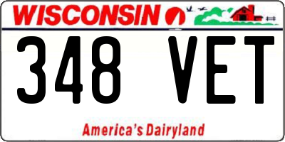 WI license plate 348VET