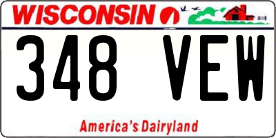 WI license plate 348VEW