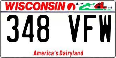 WI license plate 348VFW