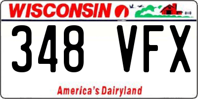 WI license plate 348VFX