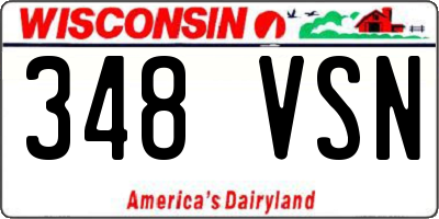 WI license plate 348VSN