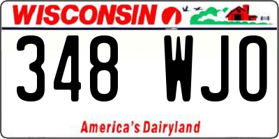 WI license plate 348WJO