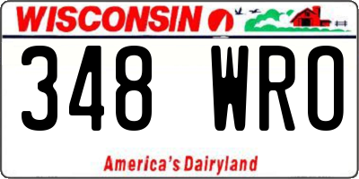 WI license plate 348WRO