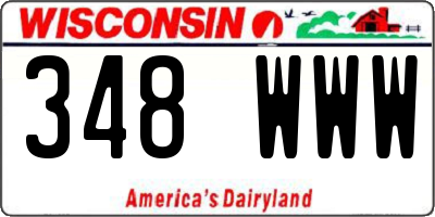 WI license plate 348WWW