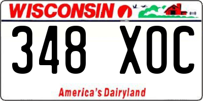 WI license plate 348XOC