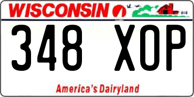 WI license plate 348XOP