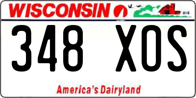 WI license plate 348XOS