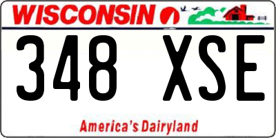 WI license plate 348XSE