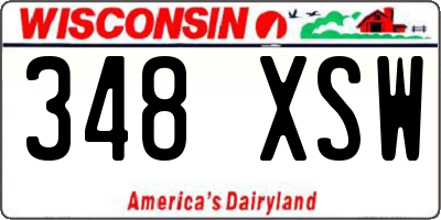 WI license plate 348XSW