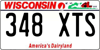 WI license plate 348XTS