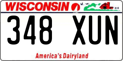 WI license plate 348XUN