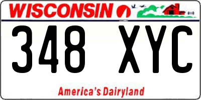 WI license plate 348XYC