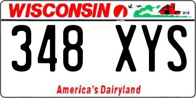 WI license plate 348XYS
