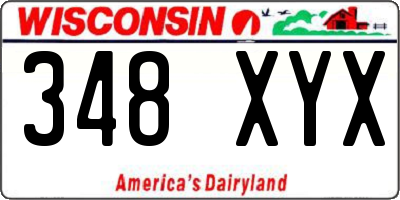 WI license plate 348XYX
