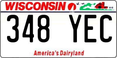 WI license plate 348YEC