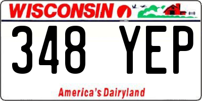 WI license plate 348YEP