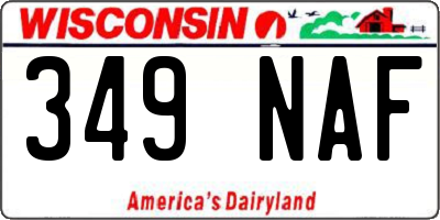 WI license plate 349NAF