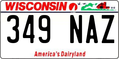 WI license plate 349NAZ