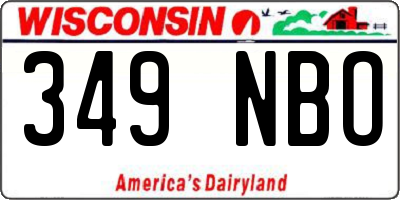 WI license plate 349NBO
