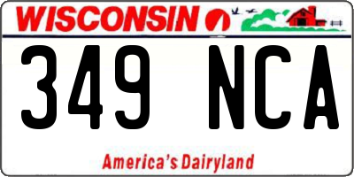 WI license plate 349NCA