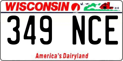 WI license plate 349NCE