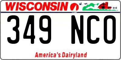 WI license plate 349NCO