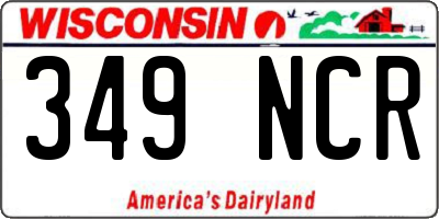 WI license plate 349NCR