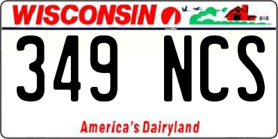 WI license plate 349NCS