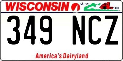 WI license plate 349NCZ