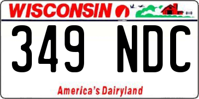WI license plate 349NDC
