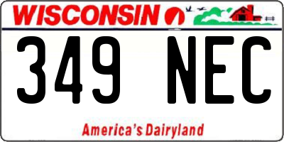 WI license plate 349NEC