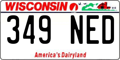 WI license plate 349NED
