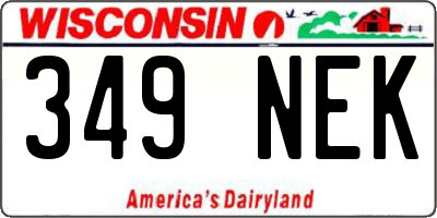 WI license plate 349NEK
