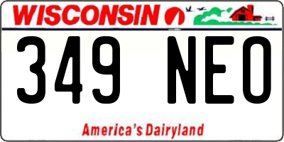 WI license plate 349NEO
