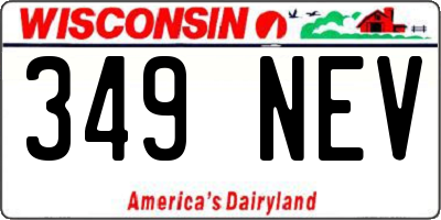 WI license plate 349NEV