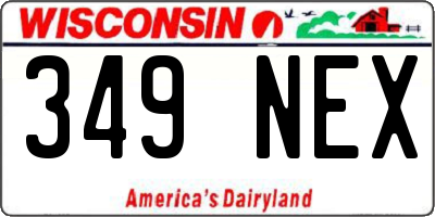 WI license plate 349NEX