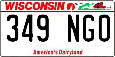 WI license plate 349NGO