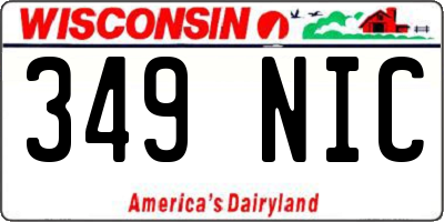 WI license plate 349NIC