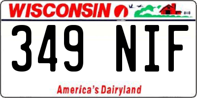 WI license plate 349NIF