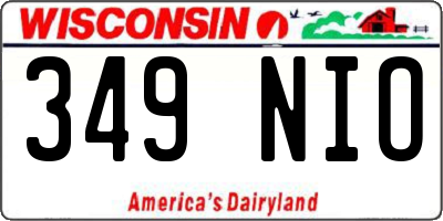 WI license plate 349NIO