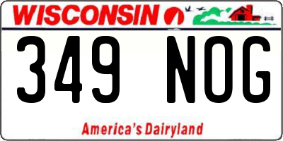 WI license plate 349NOG