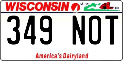 WI license plate 349NOT