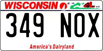 WI license plate 349NOX