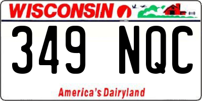 WI license plate 349NQC