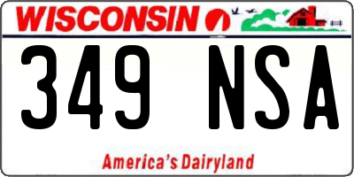 WI license plate 349NSA